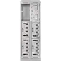 Clean Line Lockers, 3 -tier, Bank of 2, 24" x 12" x 82", Steel, Grey, Rivet (Assembled), Perforated Pronet Distribution