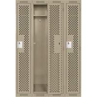 Clean Line Lockers, Bank of 4, 48" x 15" x 72", Steel, Beige, Rivet (Assembled), Perforated Pronet Distribution