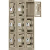 Casiers Clean Line, 3 niveaux, Bloc de 3, 36" x 12" x 72", Acier, Beige, Rivet (assembl&eacute;), Perfor&eacute; Pronet Distribution