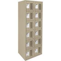 Clean-Line Perforated Lockerette, 6 -tier, Bank of 2, 15" x 72" x 12", Steel Pronet Distribution