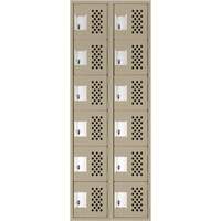 Clean-Line Perforated Lockerette, 6 -tier, Bank of 2, 15" x 72" x 12", Steel Pronet Distribution