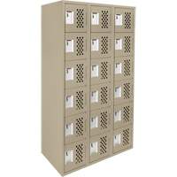 Clean-Line Perforated Lockerette, 6 -tier, Bank of 3, 15" x 72" x 12", Steel Pronet Distribution