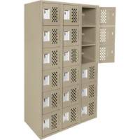 Clean-Line Perforated Lockerette, 6 -tier, Bank of 3, 15" x 72" x 12", Steel Pronet Distribution