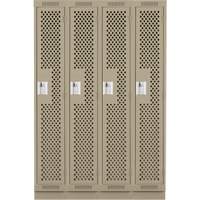 Clean Line Lockers, Bank of 4, 48" x 12" x 76", Steel, Beige, Rivet (Assembled), Perforated Pronet Distribution