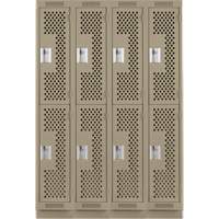 Casiers Clean Line, 2 niveaux, Bloc de 4, 48" x 15" x 76", Acier, Beige, Rivet (assembl&eacute;), Perfor&eacute; Pronet Distribution