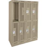 Casiers Clean Line, 2 niveaux, Bloc de 4, 48" x 15" x 76", Acier, Beige, Rivet (assembl&eacute;), Perfor&eacute; Pronet Distribution