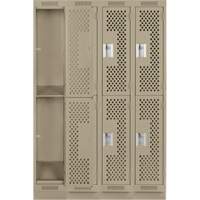Casiers Clean Line, 2 niveaux, Bloc de 4, 48" x 15" x 76", Acier, Beige, Rivet (assembl&eacute;), Perfor&eacute; Pronet Distribution