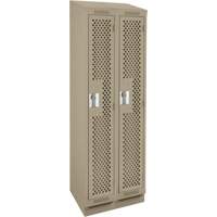 Clean Line Lockers, Bank of 2, 24" x 18" x 82", Steel, Beige, Rivet (Assembled), Perforated Pronet Distribution