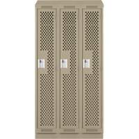 Clean Line Lockers, Bank of 3, 36" x 18" x 82", Steel, Beige, Rivet (Assembled), Perforated Pronet Distribution