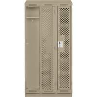 Clean Line Lockers, Bank of 3, 36" x 18" x 82", Steel, Beige, Rivet (Assembled), Perforated Pronet Distribution