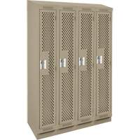Clean Line Lockers, Bank of 4, 48" x 18" x 82", Steel, Beige, Rivet (Assembled), Perforated Pronet Distribution
