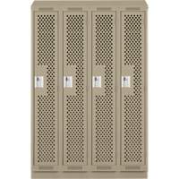 Clean Line Lockers, Bank of 4, 48" x 18" x 82", Steel, Beige, Rivet (Assembled), Perforated Pronet Distribution