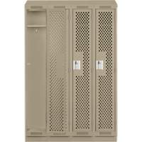 Clean Line Lockers, Bank of 4, 48" x 18" x 82", Steel, Beige, Rivet (Assembled), Perforated Pronet Distribution