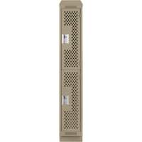 Casiers Clean Line, 2 niveaux, 12" x 12" x 82", Acier, Beige, Rivet (assembl&eacute;), Perfor&eacute; Pronet Distribution
