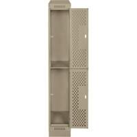 Casiers Clean Line, 2 niveaux, 12" x 12" x 82", Acier, Beige, Rivet (assembl&eacute;), Perfor&eacute; Pronet Distribution