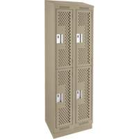 Casiers Clean Line, 2 niveaux, Bloc de 2, 24" x 18" x 82", Acier, Beige, Rivet (assembl&eacute;), Perfor&eacute; Pronet Distribution