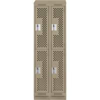 Casiers Clean Line, 2 niveaux, Bloc de 2, 24" x 18" x 82", Acier, Beige, Rivet (assembl&eacute;), Perfor&eacute; Pronet Distribution