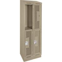 Casiers Clean Line, 2 niveaux, Bloc de 2, 24" x 18" x 82", Acier, Beige, Rivet (assembl&eacute;), Perfor&eacute; Pronet Distribution