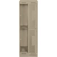Casiers Clean Line, 2 niveaux, Bloc de 2, 24" x 18" x 82", Acier, Beige, Rivet (assembl&eacute;), Perfor&eacute; Pronet Distribution