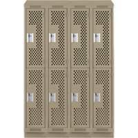 Casiers Clean Line, 2 niveaux, Bloc de 4, 48" x 18" x 82", Acier, Beige, Rivet (assembl&eacute;), Perfor&eacute; Pronet Distribution
