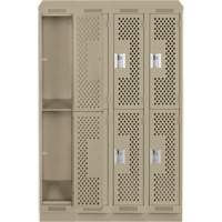Casiers Clean Line, 2 niveaux, Bloc de 4, 48" x 18" x 82", Acier, Beige, Rivet (assembl&eacute;), Perfor&eacute; Pronet Distribution