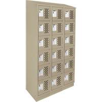 Clean-Line Perforated Lockerette, 6 -tier, Bank of 3, 12" x 72" x 12", Steel Pronet Distribution