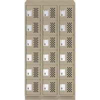 Clean-Line Perforated Lockerette, 6 -tier, Bank of 3, 12" x 72" x 12", Steel Pronet Distribution