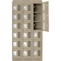Clean-Line Perforated Lockerette, 6 -tier, Bank of 3, 12" x 72" x 12", Steel Pronet Distribution