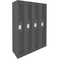 Clean Line Lockers, Bank of 4, 48" x 15" x 72", Steel, Charcoal, Rivet (Assembled), Perforated Pronet Distribution