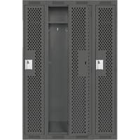 Clean Line Lockers, Bank of 4, 48" x 15" x 72", Steel, Charcoal, Rivet (Assembled), Perforated Pronet Distribution