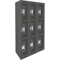 Casiers Clean Line, 3 niveaux, Bloc de 3, 36" x 12" x 72", Acier, Charbon, Rivet (assembl&eacute;), Perfor&eacute; Pronet Distribution