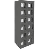 Petit casier perfor&eacute; Clean-Line, 6 niveaux, Bloc de 2, 15" x 72" x 12", Acier Pronet Distribution