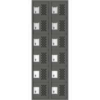 Petit casier perfor&eacute; Clean-Line, 6 niveaux, Bloc de 2, 15" x 72" x 12", Acier Pronet Distribution