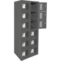 Petit casier perfor&eacute; Clean-Line, 6 niveaux, Bloc de 2, 15" x 72" x 12", Acier Pronet Distribution