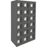 Clean-Line Perforated Lockerette, 6 -tier, Bank of 3, 15" x 72" x 12", Steel Pronet Distribution