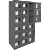 Clean-Line Perforated Lockerette, 6 -tier, Bank of 3, 15" x 72" x 12", Steel Pronet Distribution