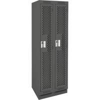 Clean Line Lockers, Bank of 2, 24" x 12" x 76", Steel, Charcoal, Rivet (Assembled), Perforated Pronet Distribution