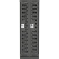 Clean Line Lockers, Bank of 2, 24" x 12" x 76", Steel, Charcoal, Rivet (Assembled), Perforated Pronet Distribution
