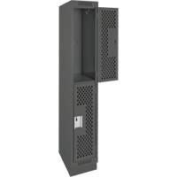 Casiers Clean Line, 2 niveaux, 12" x 15" x 76", Acier, Charbon, Rivet (assembl&eacute;), Perfor&eacute; Pronet Distribution