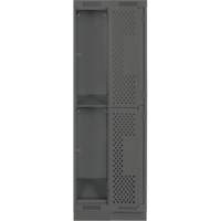Clean Line Lockers, 2 -tier, Bank of 2, 24" x 15" x 76", Steel, Charcoal, Rivet (Assembled), Perforated Pronet Distribution