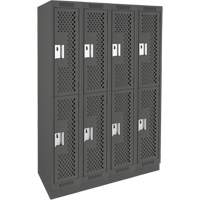 Casiers Clean Line, 2 niveaux, Bloc de 4, 48" x 15" x 76", Acier, Charbon, Rivet (assembl&eacute;), Perfor&eacute; Pronet Distribution