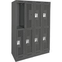 Casiers Clean Line, 2 niveaux, Bloc de 4, 48" x 15" x 76", Acier, Charbon, Rivet (assembl&eacute;), Perfor&eacute; Pronet Distribution