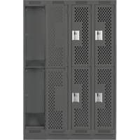 Casiers Clean Line, 2 niveaux, Bloc de 4, 48" x 15" x 76", Acier, Charbon, Rivet (assembl&eacute;), Perfor&eacute; Pronet Distribution