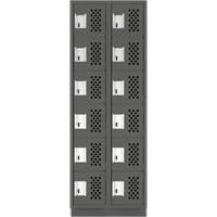 Clean-Line Perforated Lockerette, 6 -tier, Bank of 2, 15" x 72" x 12", Steel Pronet Distribution