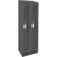 Clean Line Lockers, Bank of 2, 24" x 18" x 82", Steel, Charcoal, Rivet (Assembled), Perforated Pronet Distribution