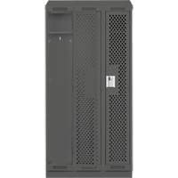 Clean Line Lockers, Bank of 3, 36" x 18" x 82", Steel, Charcoal, Rivet (Assembled), Perforated Pronet Distribution