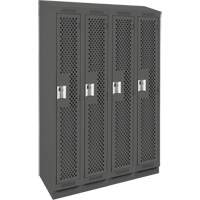 Clean Line Lockers, Bank of 4, 48" x 18" x 82", Steel, Charcoal, Rivet (Assembled), Perforated Pronet Distribution