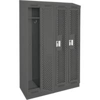 Clean Line Lockers, Bank of 4, 48" x 18" x 82", Steel, Charcoal, Rivet (Assembled), Perforated Pronet Distribution