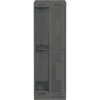 Clean Line Lockers, 2 -tier, Bank of 2, 24" x 18" x 82", Steel, Charcoal, Rivet (Assembled), Perforated Pronet Distribution