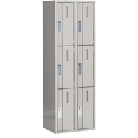 Concorde Heavy-Duty Lockers, 3 -tier, Bank of 2, 24" x 18" x 72", Steel, Grey, Welded (Assembled) Pronet Distribution